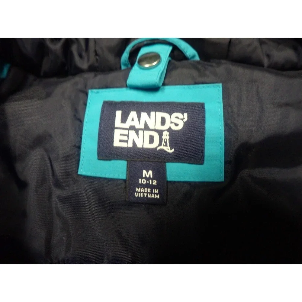 Lands' End Winter Parka Girls Size Medium‎ 10/12 Blue Excellent Insulated Hooded